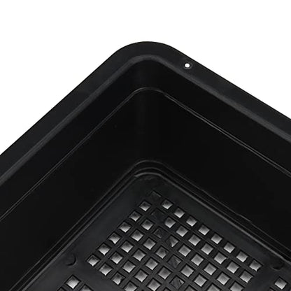 14 Pack 15 x 12 Inch Seed Starter Trays, Plastic Garden Mesh Bottom Plant Germination Trays, Black Growing Tray for Seedling, Microgreen, Soil Blocks, Wheatgrass, Hydroponic and Fodder Systems