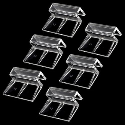 Sliverdew 6 PCS Aquarium Lid Clips for Thickness 12mm, Clear Acrylic Fish Tank Lid Holder Aquarium Hoods Support Clamps for Rimless Fish Tank Glass Top - size: for 12mm thickness