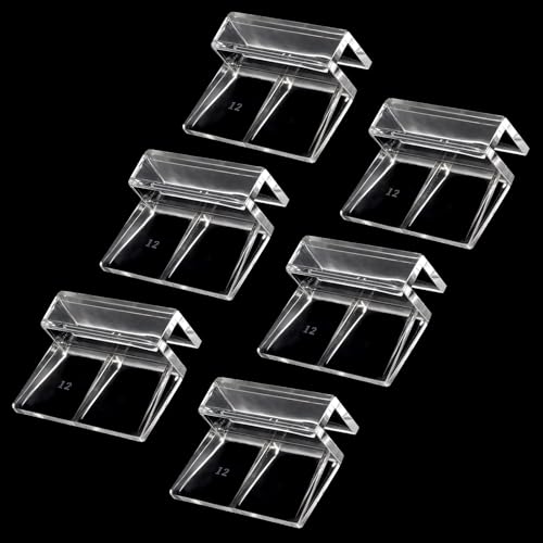 Sliverdew 6 PCS Aquarium Lid Clips for Thickness 12mm, Clear Acrylic Fish Tank Lid Holder Aquarium Hoods Support Clamps for Rimless Fish Tank Glass Top - size: for 12mm thickness