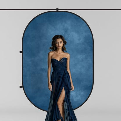 Kate Collapsible Backdrop for Photography Flower Blue and Green Portable Photo Backdrops Pop Up Background for Portrait, Live Streaming, 5x6.5ft