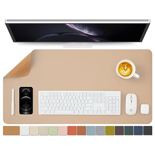 Cork Apricot Desk Mat - Dual-Sided Desk Pad for Office and Home - Desk Organization and Accessories - Ideal for Large Mouse Pad and Desk Mats on Top of Desks(31.5"x 15.7") - color: Apricot, size: 31.5" x 15.7"