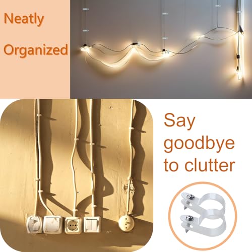 60 Pack 1/4 in Rope Light Clips p-Style Mounting Clips Plastic Cable Clamps for Wire Management(White-60p, 1/4) - color: White-60p, size: 1/4