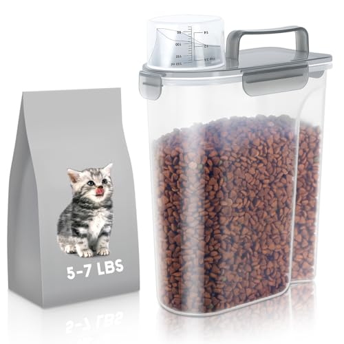 5Lbs Airtight Cat Dog Food Storage Container with Upgraded Large Nozzle BPA-Free, Pet Food Storage Containers for Rice, Grain, Pet Food, Flour, Dog Treat Storage (Clear Grey, 5L-1pack) - color: Clear Grey, size: 5L-1pack