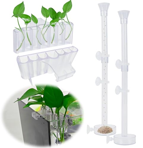 2PC 7 Holes Upgraded Aquarium Plant Holder, Aquatic Plants Cup for Tank, Fish Tank Plant Holder with Long Hook, Aquarium Feeder for Aquascape Decorations on Top of Tank (2Sets) - color: 2Sets