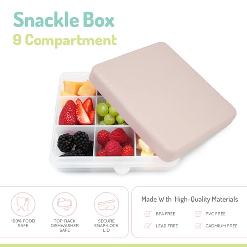 melii Snackle Box – Divided Snack Container, Food Storage for Kids, Removable Dividers, Arts & Crafts, Beads, BPA-Free – 9 Compartments - Oatmilk