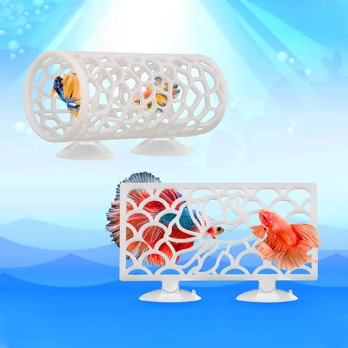 Asixxsix Betta Fish Tunnel, Hollow Design Betta Sleeping Tube Betta Tunnel Swim Tube, Shrimp Guppies Hideout Betta Shelter Toys, Betta Fish Accessories Decorations (White)