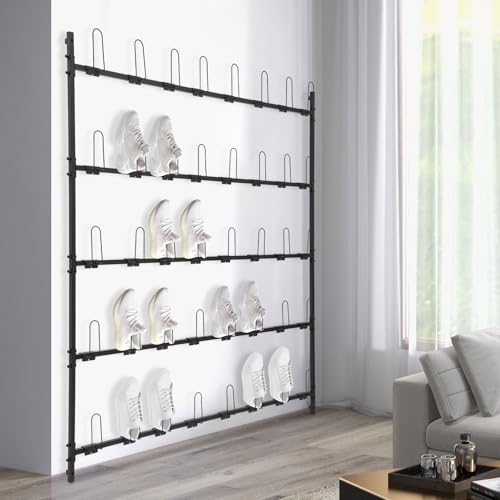 Boxing Glove Storage Rack, 5 Tiers Wall-Mounted Boxing Glove Holder with Hooks, Boxing Glove Organizer for Gym, Home, Boxing Training Room, Holds 20 Pairs