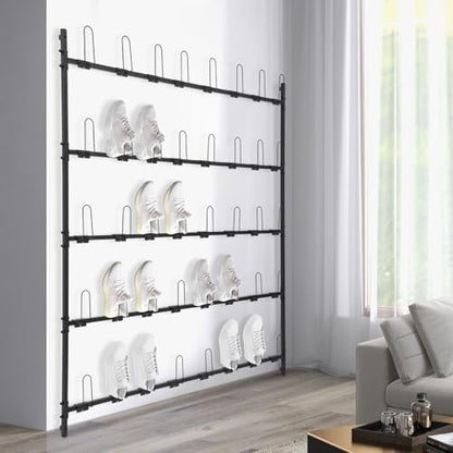 Boxing Glove Storage Rack, 5 Tiers Wall-Mounted Boxing Glove Holder with Hooks, Boxing Glove Organizer for Gym, Home, Boxing Training Room, Holds 20 Pairs