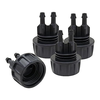 4PCS 1/4 Inch Drip Irrigation Tubing to Faucet Garden Hose Adapters Convert 3/4 Inch to 1/4 Inch 2 Barbs Drip Hose Connectors Fittings for Garden Supplies - size: 1/4 inch-2 Barb