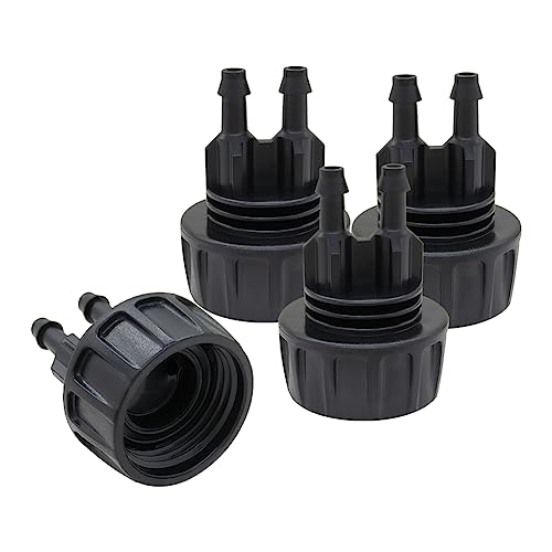 4PCS 1/4 Inch Drip Irrigation Tubing to Faucet Garden Hose Adapters Convert 3/4 Inch to 1/4 Inch 2 Barbs Drip Hose Connectors Fittings for Garden Supplies - size: 1/4 inch-2 Barb