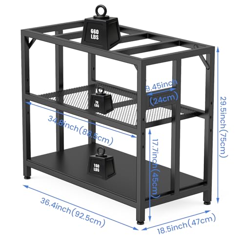 40 Gallon Fish Tank Stand with Power Outlets and Adjustable Shelf, 660LBS Capacity Metal Aquarium Stand for Turtle Tank, Reptile Terrarium and Breeder Tank, Suitable for Home Office, Black - color: Black
