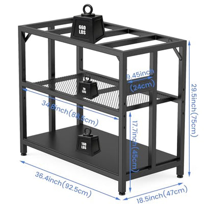 40 Gallon Fish Tank Stand with Power Outlets and Adjustable Shelf, 660LBS Capacity Metal Aquarium Stand for Turtle Tank, Reptile Terrarium and Breeder Tank, Suitable for Home Office, Black - color: Black