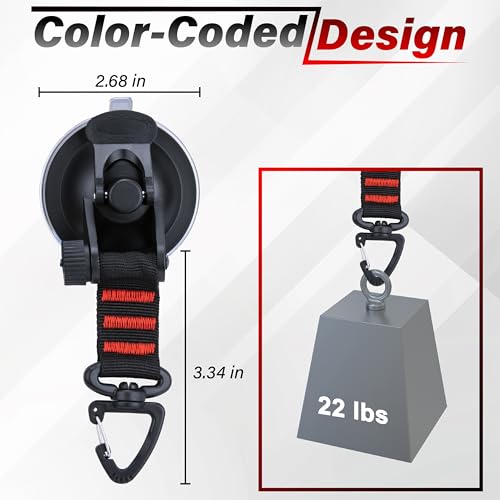 4 PCS Heavy Duty Suction Cup, Suction Cups with Hooks, Car Camping Accessories, Strong Suction Cups for Cars, Automotive Suction Cups for Car Boat Awning Camping Tent Trap