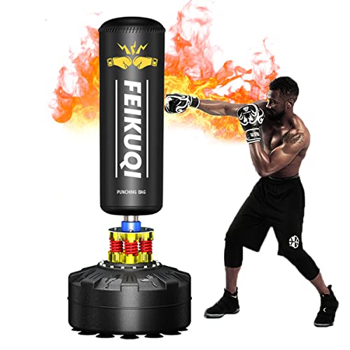 Standing Punching Bag for Adults, Feikuqi 205lbs Heavy Bag for Boxing, Shock Absorber, Suction Cup Base, Stand Up Punching Bag Adult, Standing Kickboxing Bag for Home Office Gym