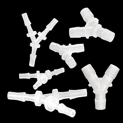 Feelers 3/16" Plastic Hose Barb Tee Fitting 10 Pack, Equal Barbed Y-Shaped 3-Way Connector, Tube Splicer Union Adapter for Air Line, Fuel Line, Water Hose
