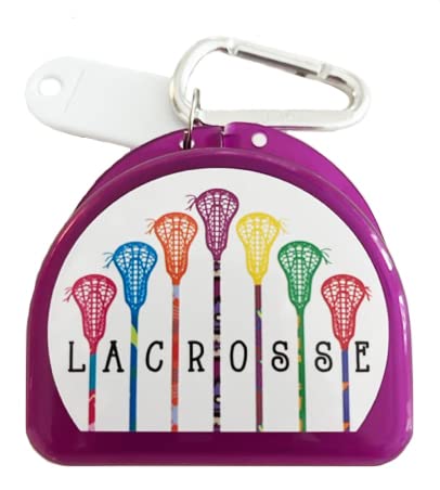 Lacrosse (Purple) Case for Mouth Guards, Retainers - 7 Standing Sticks - color: Purple