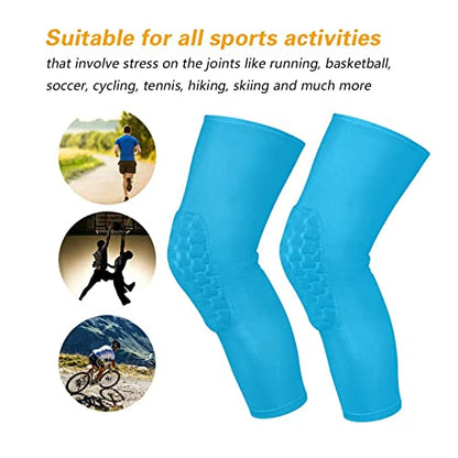 Deep Sky Blue Sports Knee Pads Youth Volleyball Basketball Knee Pads Long Leg Sleeves Braces Compression Wrestling Knee Pads for Boys Girls Football Dance Yoga - color: Deep Sky Blue