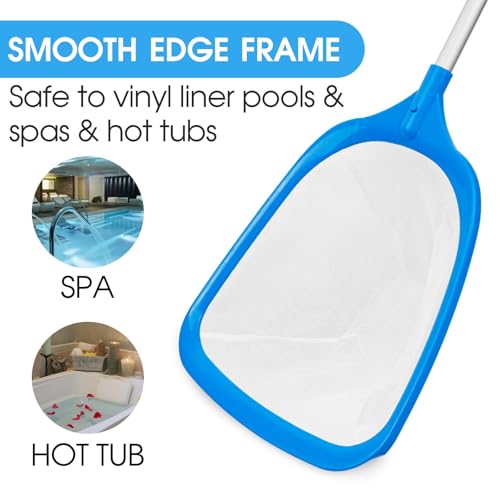 Hot Tub Skimmer Spa Net with 12'' Aluminum Pole Ultra Fine Mesh Net Handy Leaf Skimmer for Small Above Ground Pools Pick Up Fine Debris Lightweight Net
