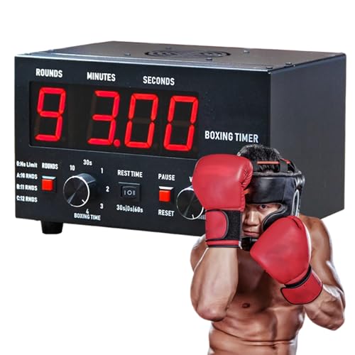 Classic Boxing Interval Timer Professional Gym Timer with LED Display, Selectable Training Time and Cycle Repetitions, Adjustable Sound Gym Interval Timer for Muay Thai/MMA/Kickboxing Red - color: Red