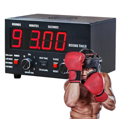 Classic Boxing Interval Timer Professional Gym Timer with LED Display, Selectable Training Time and Cycle Repetitions, Adjustable Sound Gym Interval Timer for Muay Thai/MMA/Kickboxing Red - color: Red