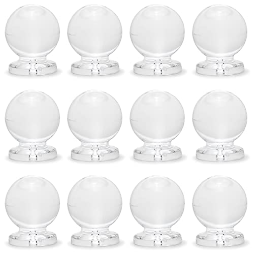 12 Pcs Tiny Pull Handle Round Acrylic Mini Knob 16mm Diameter Clear Shiny Knob Cute Decoration for Jewelry Box, Gift Case and Makeup Box - color: Solid ball small handle, size: 12 Pieces