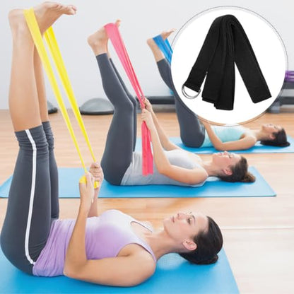 Black Polyester Cotton Xmas Yoga Stretching Strap 3.2m for Yoga Workout