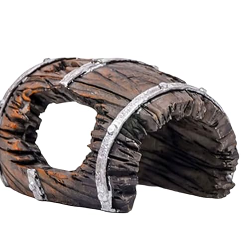 Fishes Tanks Accessory Realistic Aged Barrels Decoration with Moss Texture Suitable for Pet and Reptiles Small Fishes Tanks Accessory