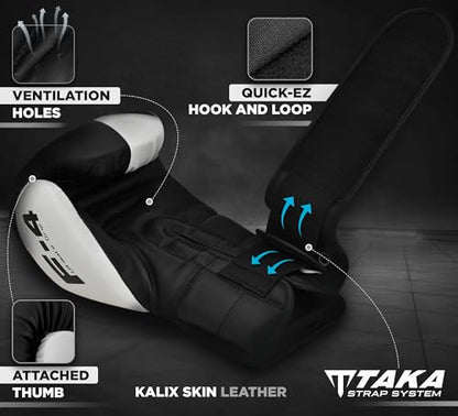 RDX Boxing Gloves, Maya Hide Leather Training Gloves for Muay Thai, Kickboxing, Sparring, Punch Bag, Punching Bag, Kickboxing Gloves, Martial Arts Training, Home Gym, Men, Women, 8 10 12 14 16 oz - color: WHITE/BLACK, size: 10OZ