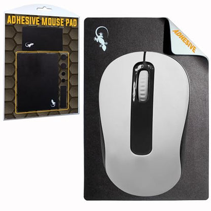 Adhesive Mouse Pad by Gecko Travel Mouse Pad - Sticks to Any Surface - Stick On Portable - Webcam Covers and Screen Cleaner Included (Black) - color: BLACK
