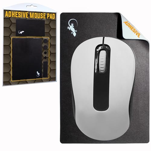 Adhesive Mouse Pad by Gecko Travel Mouse Pad - Sticks to Any Surface - Stick On Portable - Webcam Covers and Screen Cleaner Included (Black) - color: BLACK