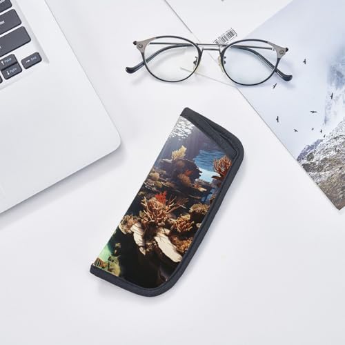 fish aquarium Print Eyeglasses Case for Sunglasses Lightweight Travel Accessory Home Office Use Pouch