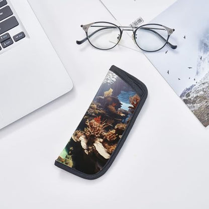 fish aquarium Print Eyeglasses Case for Sunglasses Lightweight Travel Accessory Home Office Use Pouch