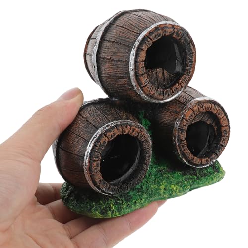 VICASKY Resin Aquarium Broken Barrel Décor Stacked Fish Tank Ornament Wear-Resistant Landscaping Hideout Shelter for Betta and Shrimp Habitat