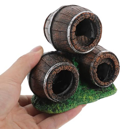 VICASKY Resin Aquarium Broken Barrel Décor Stacked Fish Tank Ornament Wear-Resistant Landscaping Hideout Shelter for Betta and Shrimp Habitat