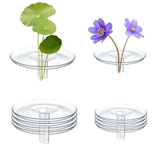 SnowTing 10 PCS Mini Floating Aquarium Plant Holder, Clear Plastic Round Simple Style Fish Tank Fixing Ring for Small & Single Flower Water Plants (OD 2.76'' and 2'')