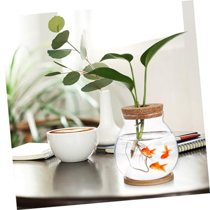 Desktop Hydroponic Fish Bowl Glass Aquarium with Mat for Betta and Aquatic Plants Stylish Terrarium for Decor