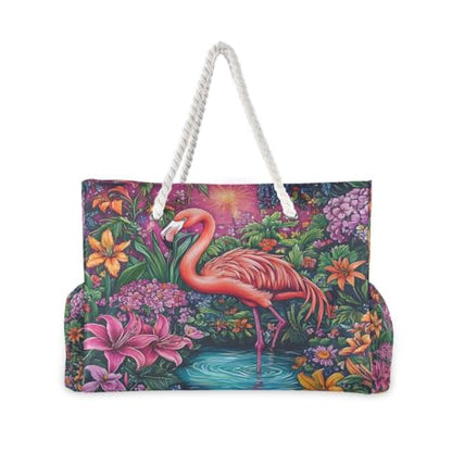 senya Large Beach Bags Totes Canvas Tote Shoulder Bag Soft Wave Water Resistant Bags for Gym Travel Daily Ocean - color: Flamingo Flowers