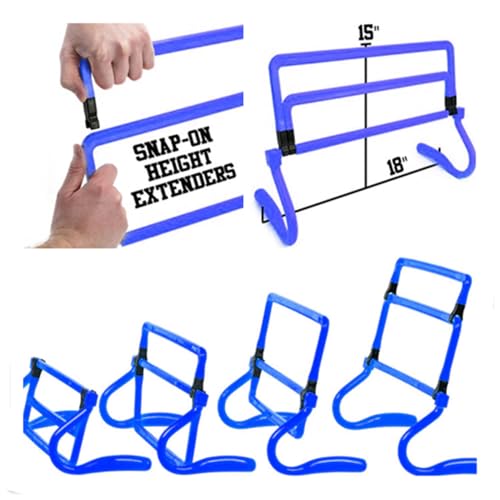 Adjustable Speed Training Hurdles Fitness & Speed Training Equipment with Agility Ladder - Plyometric Fitness & Speed Training – Hurdle/Obstacles for Soccer, Football, Track & Field - color: Blue