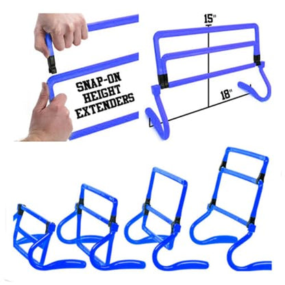 Adjustable Speed Training Hurdles Fitness & Speed Training Equipment with Agility Ladder - Plyometric Fitness & Speed Training – Hurdle/Obstacles for Soccer, Football, Track & Field - color: Blue