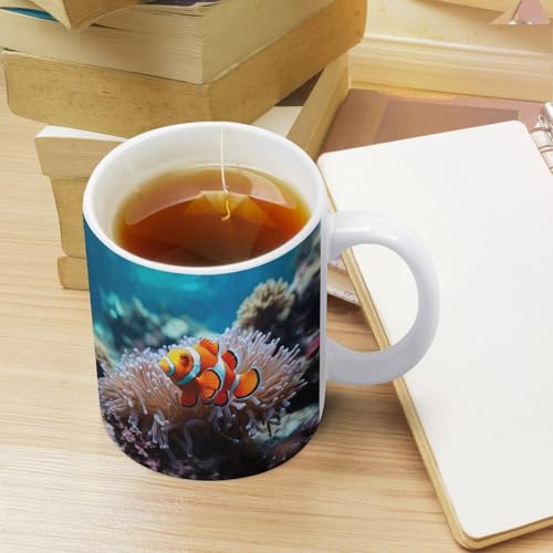 Changing Magic Coffee Mug Heat Sensitive Porcelain Tea Cup Morphing Mugs Clown Fish Printed Color Changing Coffee Mug Heat Activated