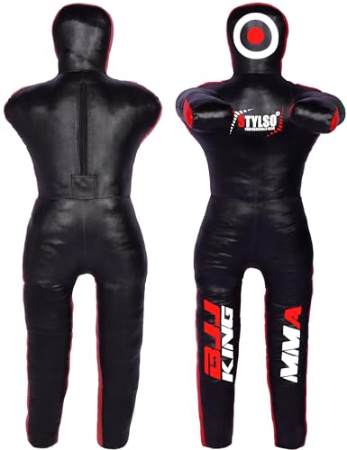 Wrestling Dummy Grappling Dummies - BJJ Dummy Judo Karate Jiu Jitsu Practice Dummy - Un-Filled (Black Leather, 6ft / 72 inches)