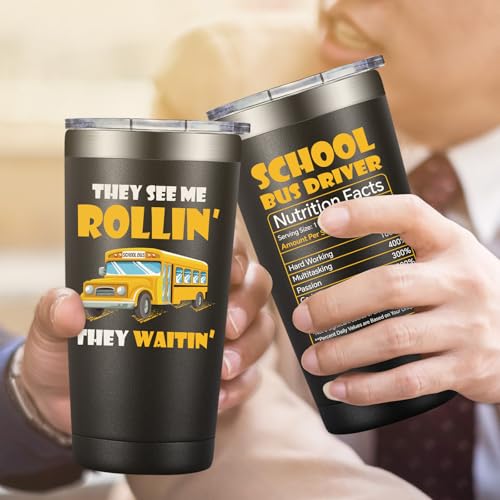 Grifarny Bus Driver Appreciation Gifts - Buses Drivers Gifts for Men, Women - Buses Drivers Christmas Gift - School Bus Driver Tumbler Cup 20 oz - color: Bus Driver Black