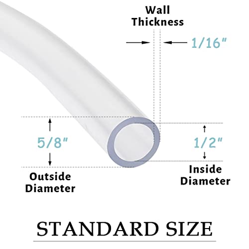 DAVCO 1/2" ID x 10ft Clear Vinyl Tubing, Low Pressure Flexible PVC Tubing, Heavy Duty UV Chemical Resistant Lightweight Plastic Vinyl Hose, BPA Free and Non Toxic