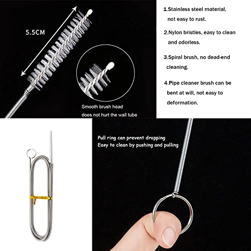 61 Inch Long Drain Brush Hose Flexible Feeding Tube and Pipe Cleaning Brush with 2 PCS 7.9 Inch Straw Brush