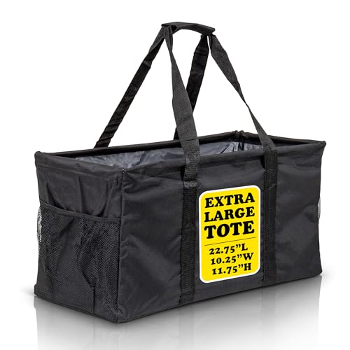 Extra Large Utility Tote Bag - Oversized Collapsible Large Beach Bag, Great for Pool with Sturdy Frame, Extra Side Pockets and Tons of Storage