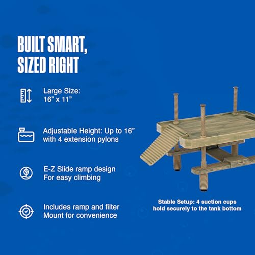 Penn-Plax Reptology Aquatic Turtle Pier and Basking Platform | Floating Above Tank | Decorative, Functional, and Naturally Inspired for Aquariums and Terrariums | Large Size (REP603)