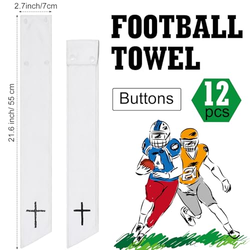 Fanfanwin 12 Pcs Football Streamer Towel with Buttons Bulk, White, Cross | Football Drip Thin Towel, Button Prevents Slipping, Quick Dry Sport Workout, Lightweight Sweat Absorbent Towel Athlete - color: White, style: Cross
