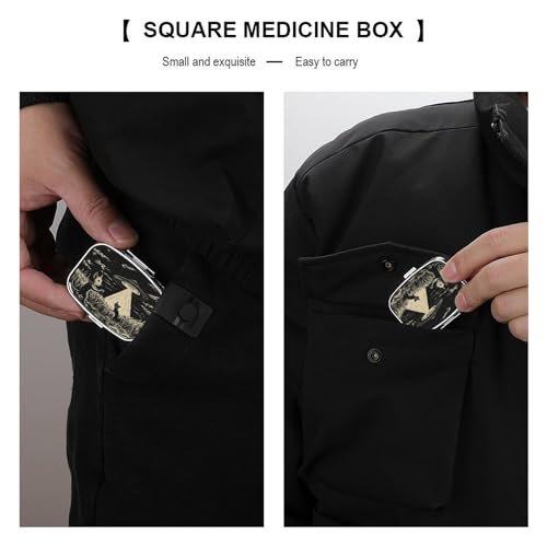Metal 2 Compartment Pill Organizer Travel Friendly Portable Compact Pill Box Cute Pill Case to Hold Vitamins,Fish Oil,Supplements,Meds,Tablet for Purse,Pocket. (Cats and Spaceships) - color: Cats and Spaceships