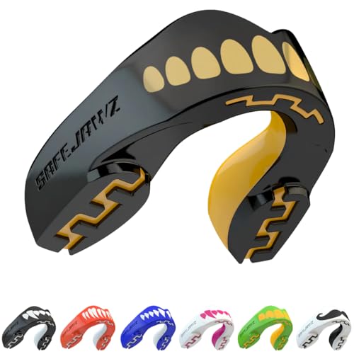 SAFEJAWZ Goldie Mouth Guard, Youth Dual Layer Mouthguard with Case - color: Goldie, size: Junior (<11)