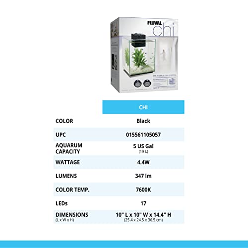 Fluval Chi II Series Aquarium Set, 5-Gallon - Aquarium Tank with Ambient LED Lighting, Flowing Water, and Elegant Design, White